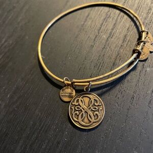 Alex and Ani Gold Bangle Bracelet with Intricate Charm